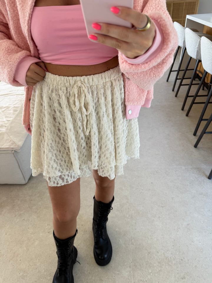 Spitzen-Hosenrock – Beige Hosenrock Lisas Boutique 