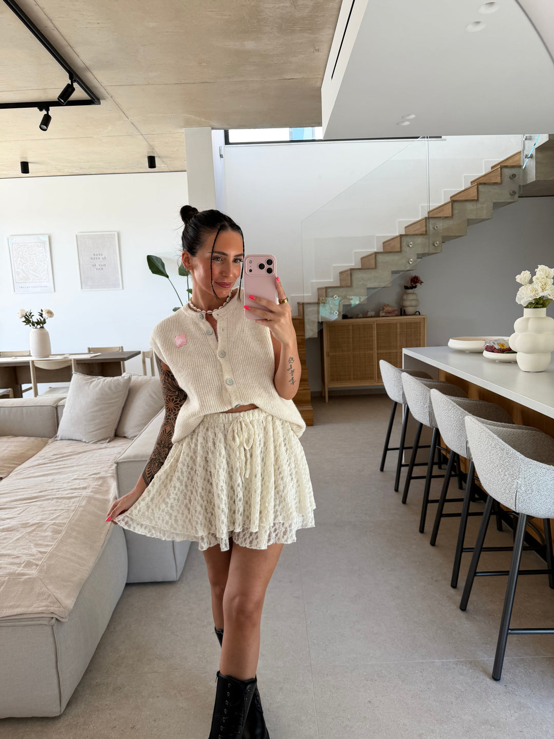 Spitzen-Hosenrock – Beige Hosenrock Lisas Boutique 