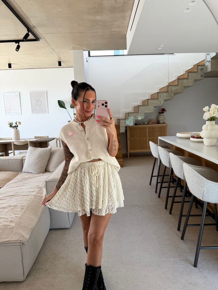 Spitzen-Hosenrock – Beige Hosenrock Lisas Boutique 