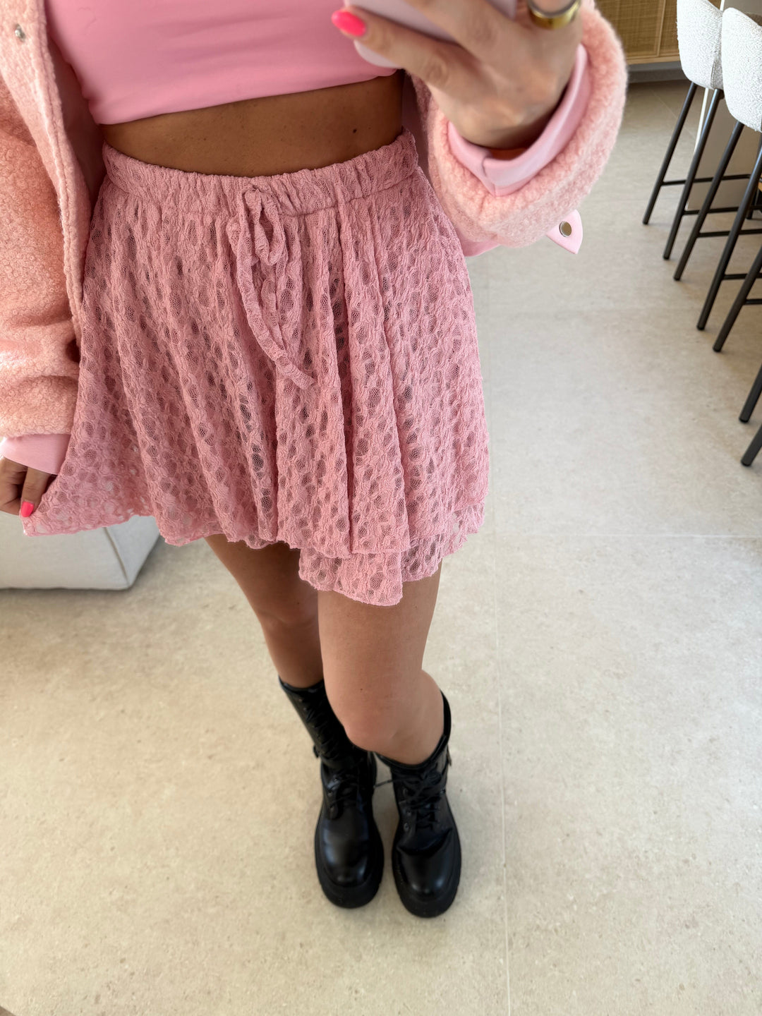 Spitzen-Hosenrock – Rosa Hosenrock Lisas Boutique 