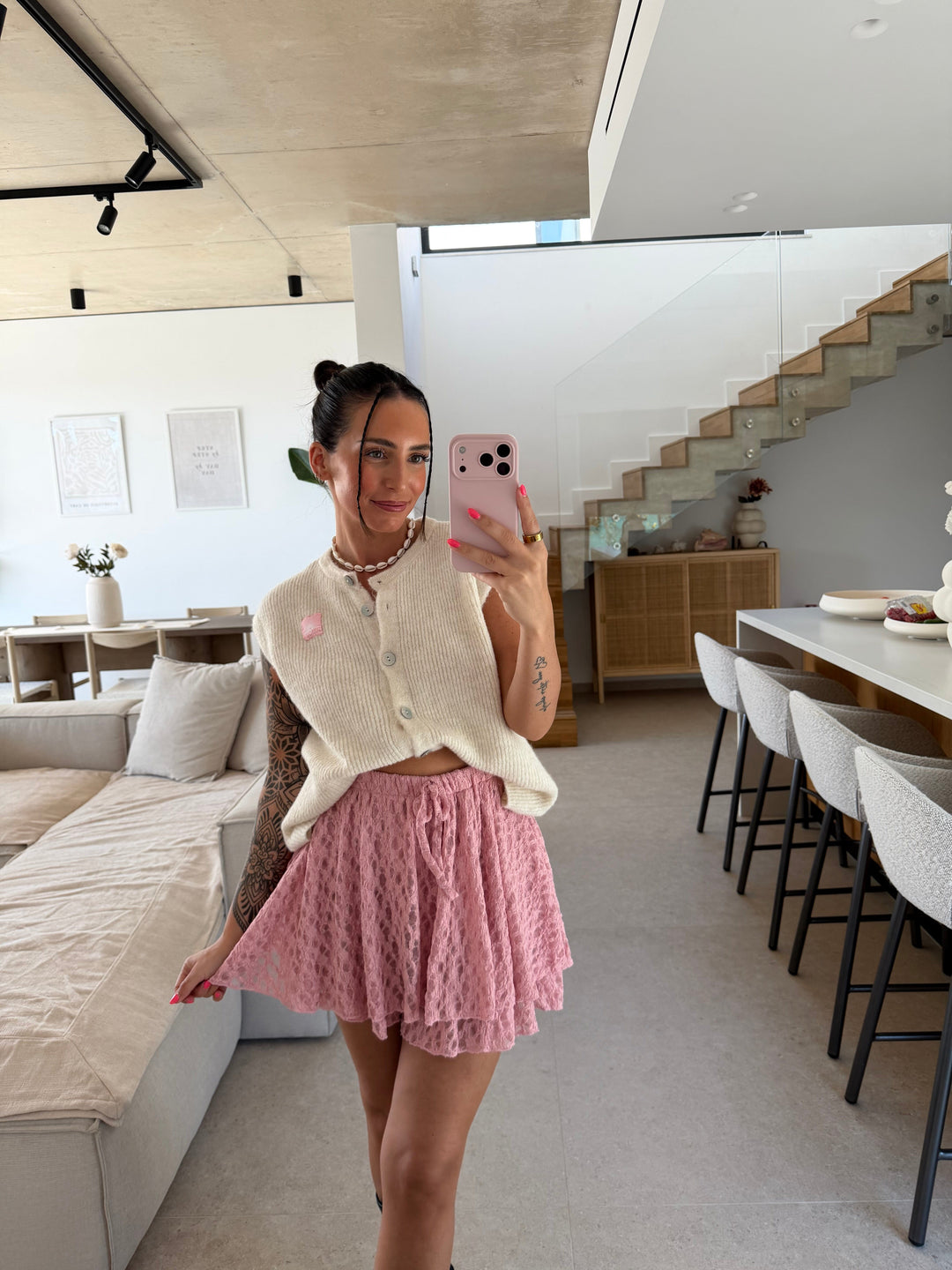 Spitzen-Hosenrock – Rosa Hosenrock Lisas Boutique 