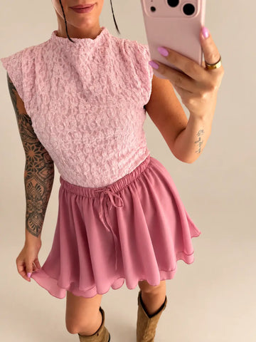 Haut rose en dentelle, vue de détail | Lisa’s Boutique