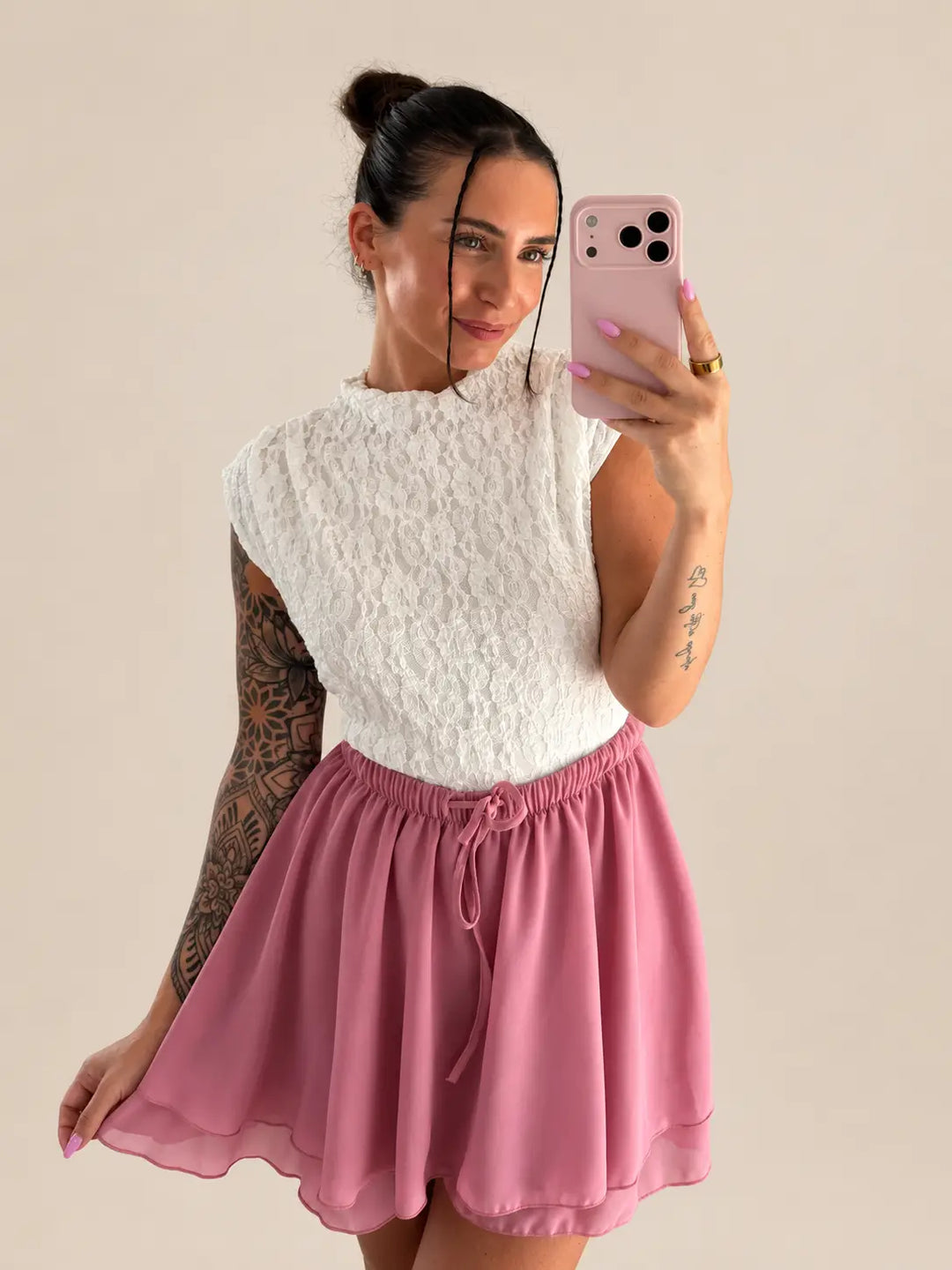 Front view of white lace top | Lisa’s Boutique