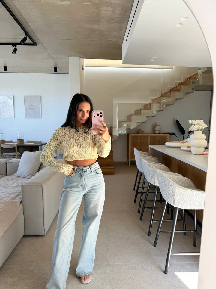 Spitzenbluse – Gelb Bluse Lisas Boutique 