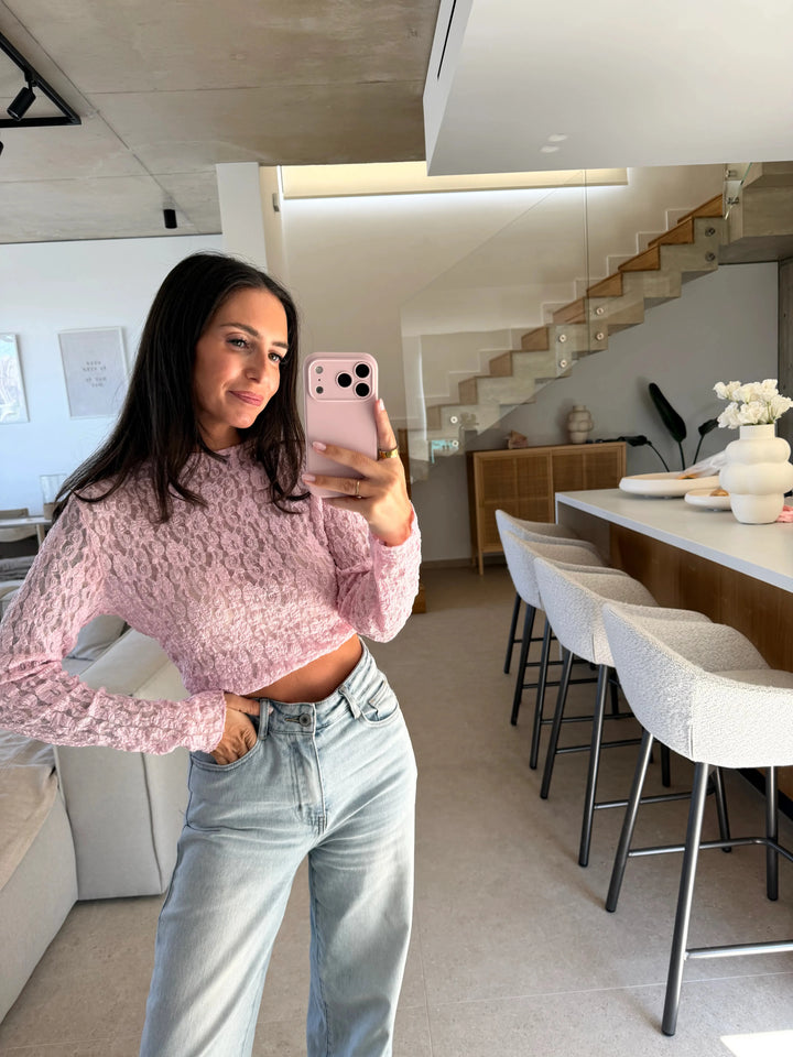 Spitzenbluse – Rosa Bluse Lisas Boutique 