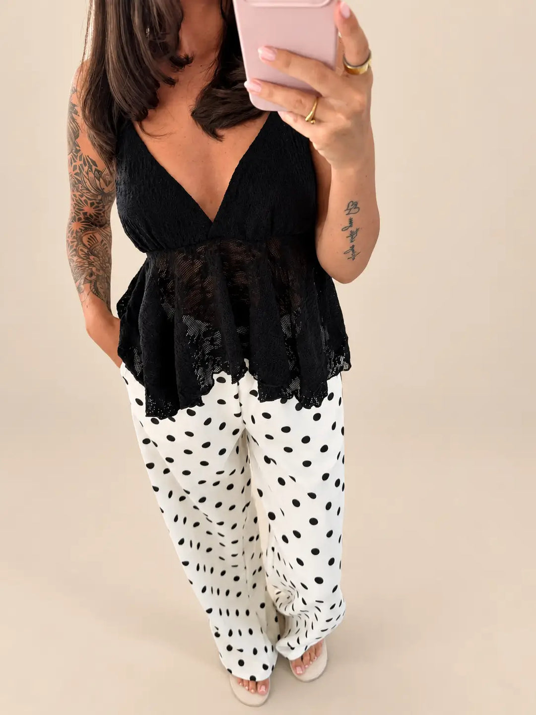 Front view of black lace top | Lisa’s Boutique