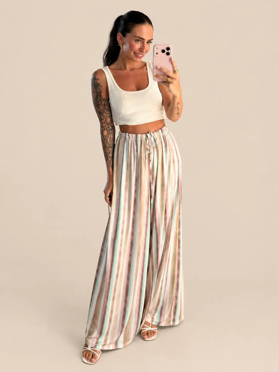 Women’s striped trousers in Multicolour, Front view | Lisa’s Boutique