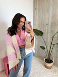 Strickcardigan – Beige/Rosa