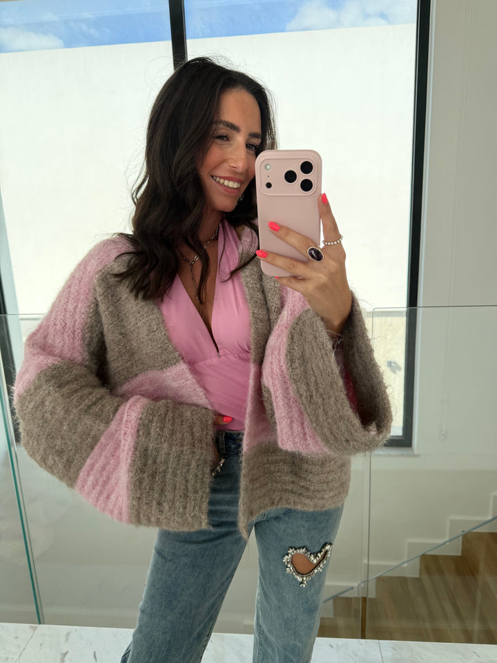 Strickcardigan – Camel/Rosa Cardigan Lisas Boutique 