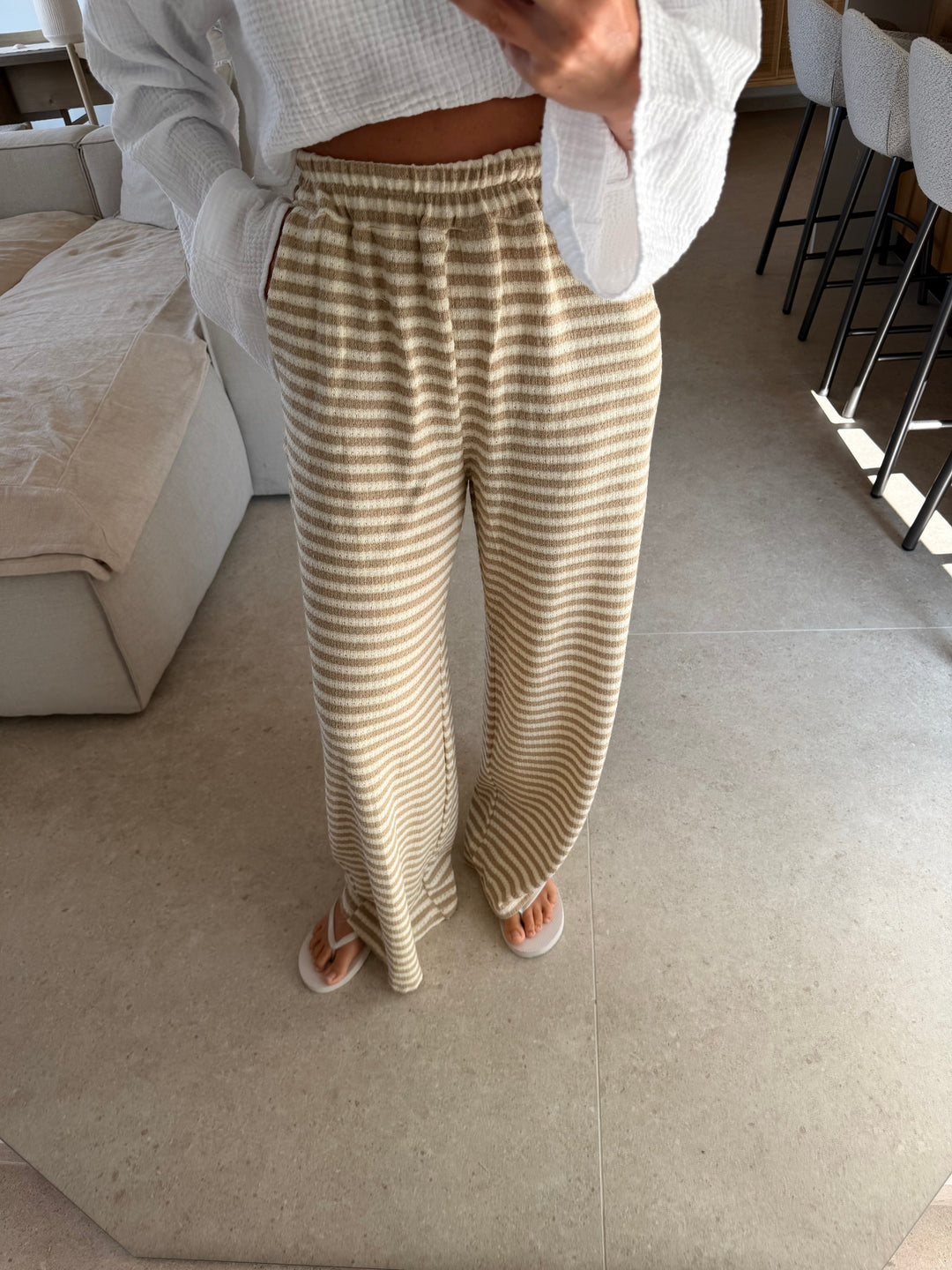 Strickhose gestreift - Beige Hose Lisas Boutique 