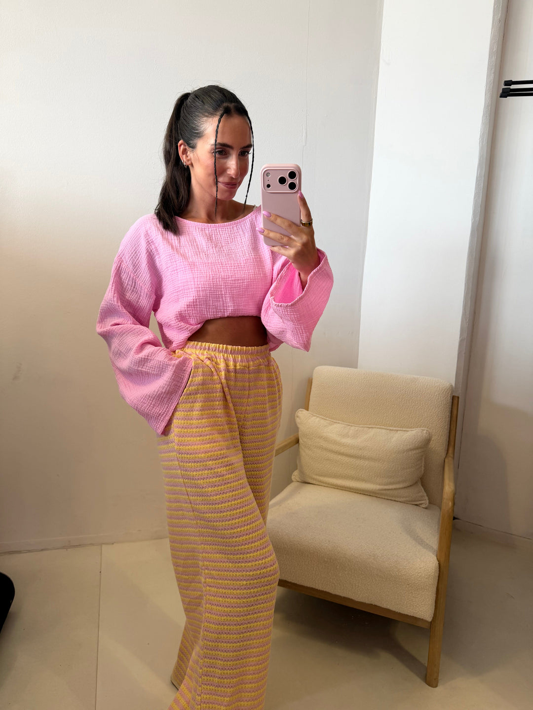 Strickhose gestreift - Gelb/Rosa Hose Lisas Boutique 