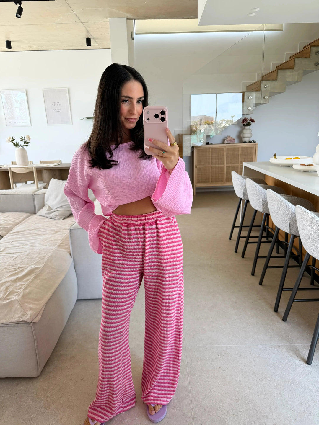 Strickhose gestreift - Pink/Rosa Hose Lisas Boutique 