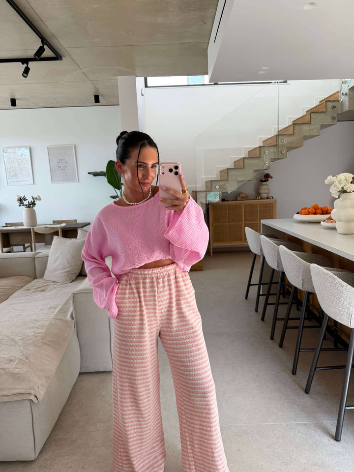 Strickhose gestreift - Rosa Hose Lisas Boutique 