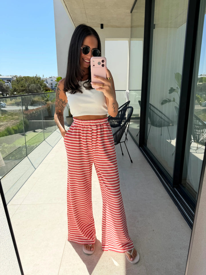 Strickhose gestreift - Rot/Weiß Hose Lisas Boutique 