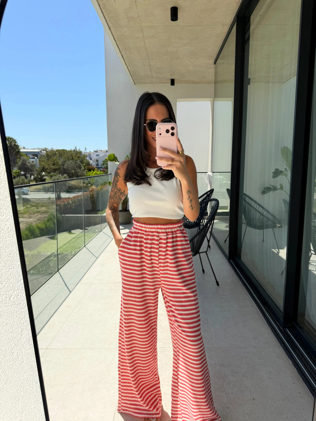 Strickhose gestreift - Rot/Weiß Hose Lisas Boutique 