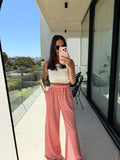 Gestreepte Gebreide Broek – Rood/Wit