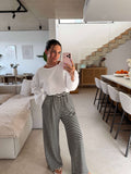 Striped knit trousers - Black