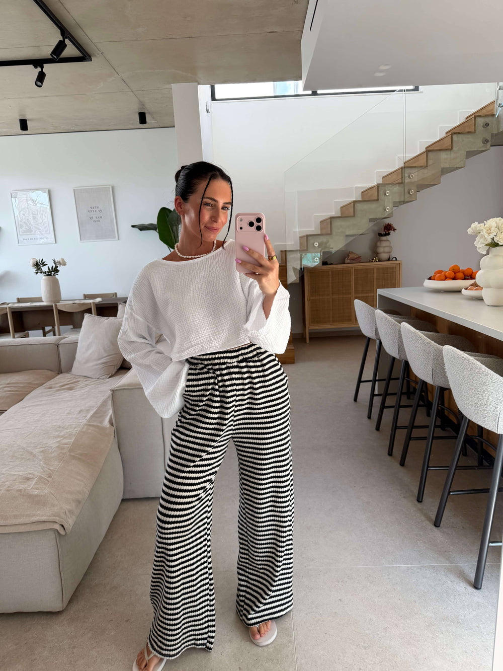 Strickhose gestreift - Schwarz Hose Lisas Boutique 