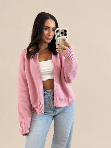 Front view of rose knit cardigan | Lisa’s Boutique