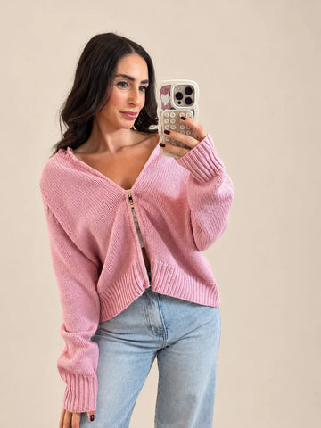 Side view of rose knit cardigan | Lisa’s Boutique