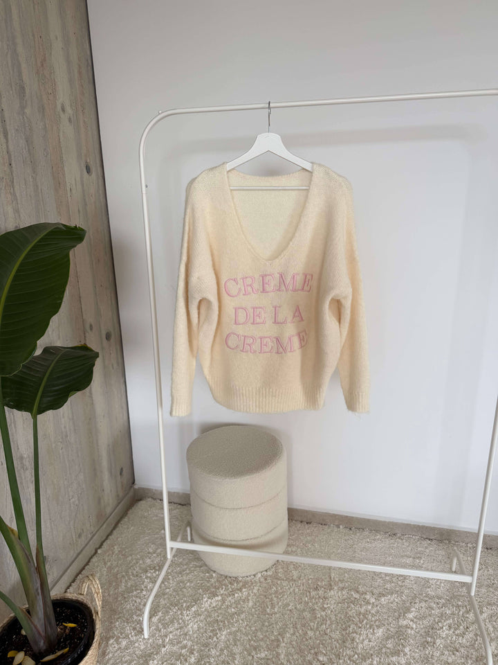 Strickpullover „Crème de la Crème“ – Creme/Rosa Pullover Lisas Boutique 