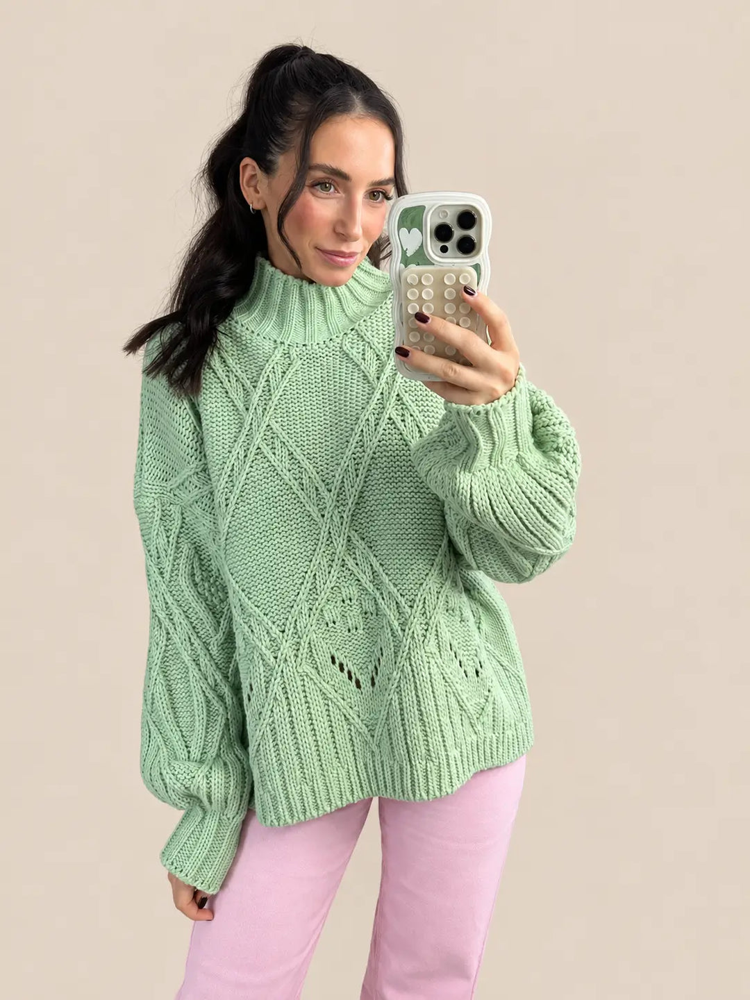Mintgroene gebreide trui | Lisa’s Boutique
