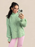Sweter w warkocze – Miętowy