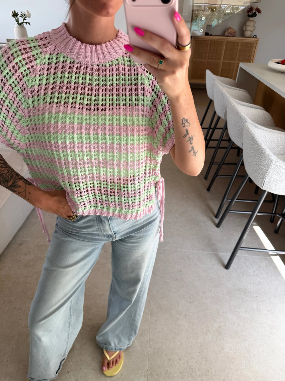 Strickshirt – Rosa/Mint Stoffhose Lisas Boutique 