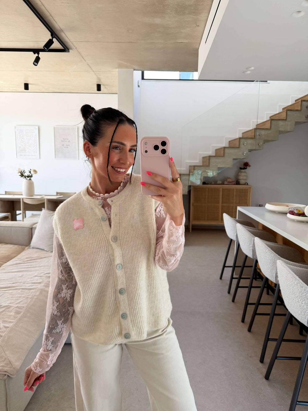 Strickweste Soft Touch – Beige Weste Lisas Boutique 