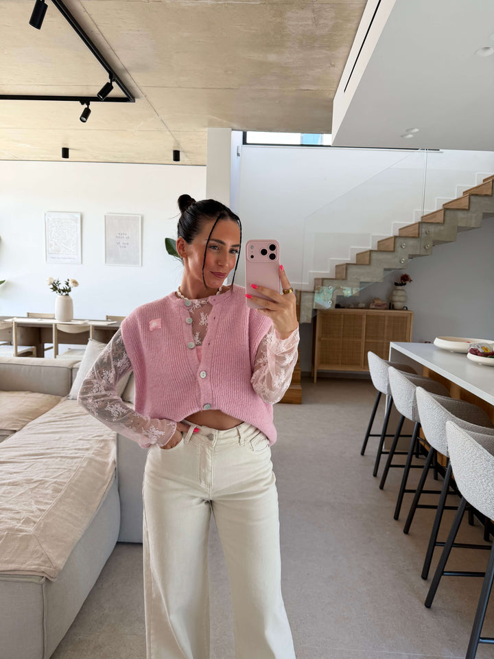Strickweste Soft Touch – Rosa Weste Lisas Boutique 