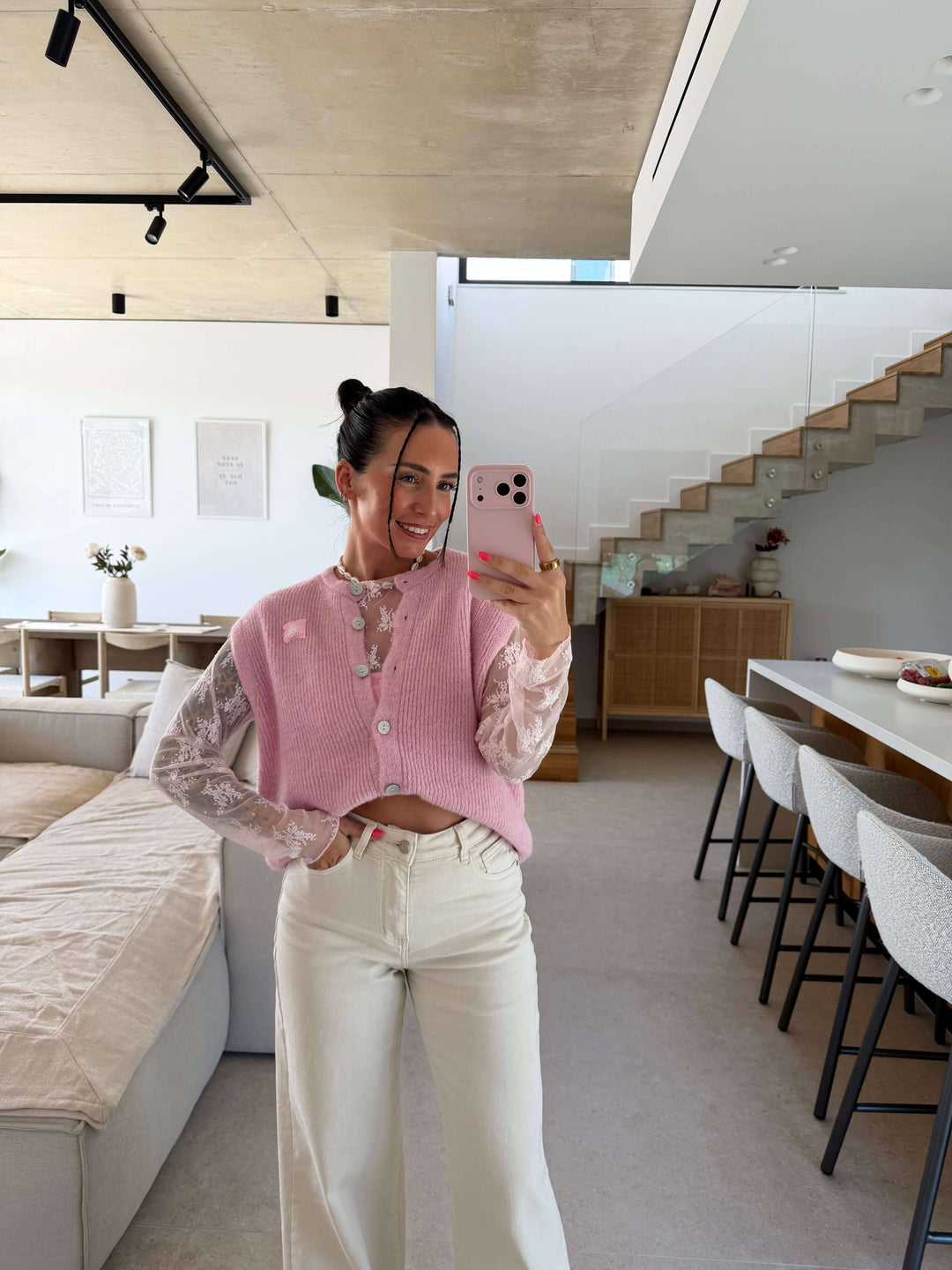 Strickweste Soft Touch – Rosa Weste Lisas Boutique 