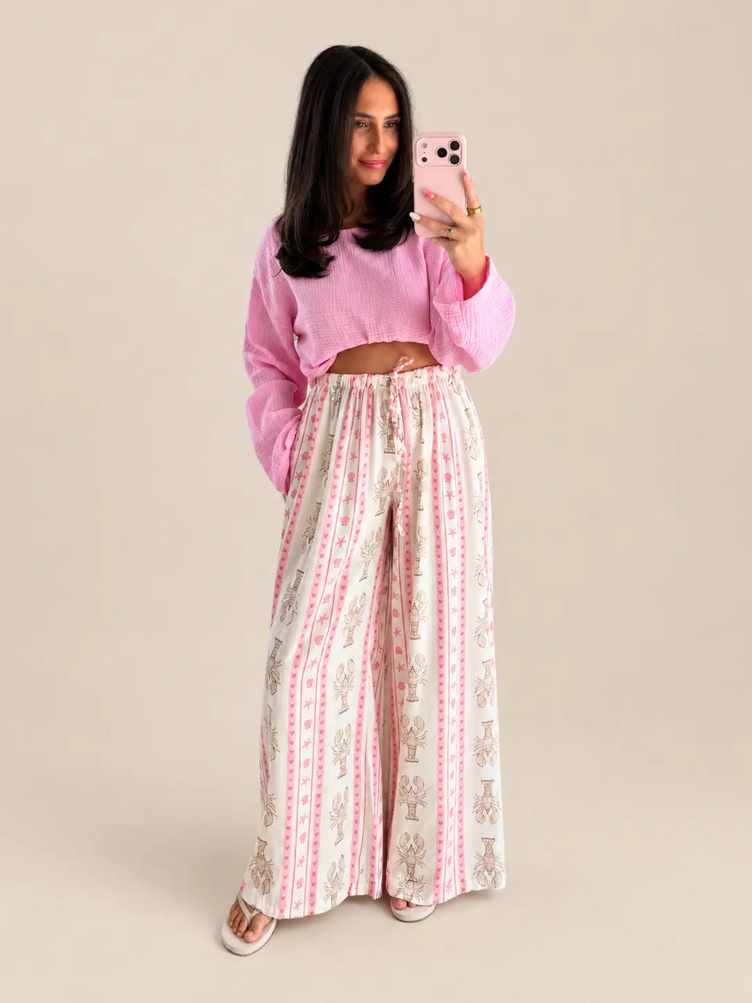 Summerprint Schlabberhose Damen in Creme | Lisa’s Boutique