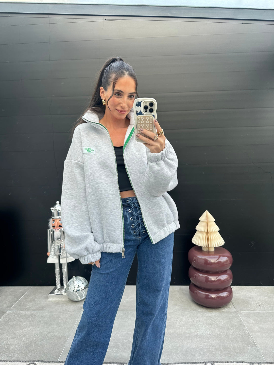 Sweatjacke Grau Sweater Lisas Boutique 