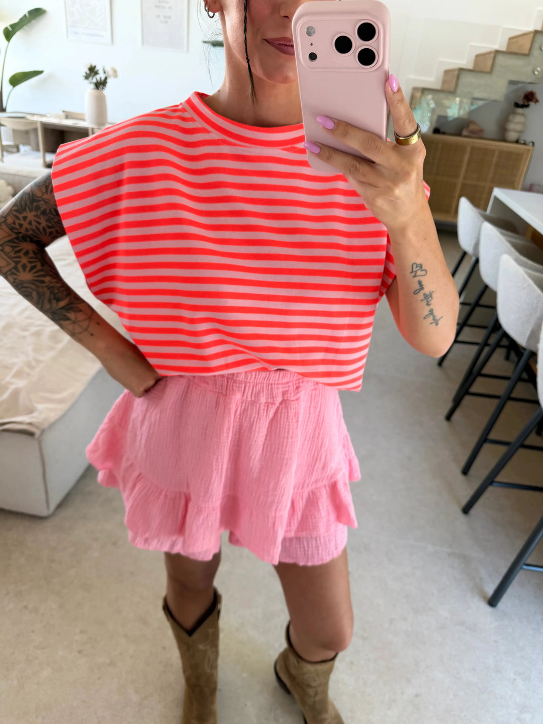 T-Shirt gestreift - Apricot Pullover Lisas Boutique 