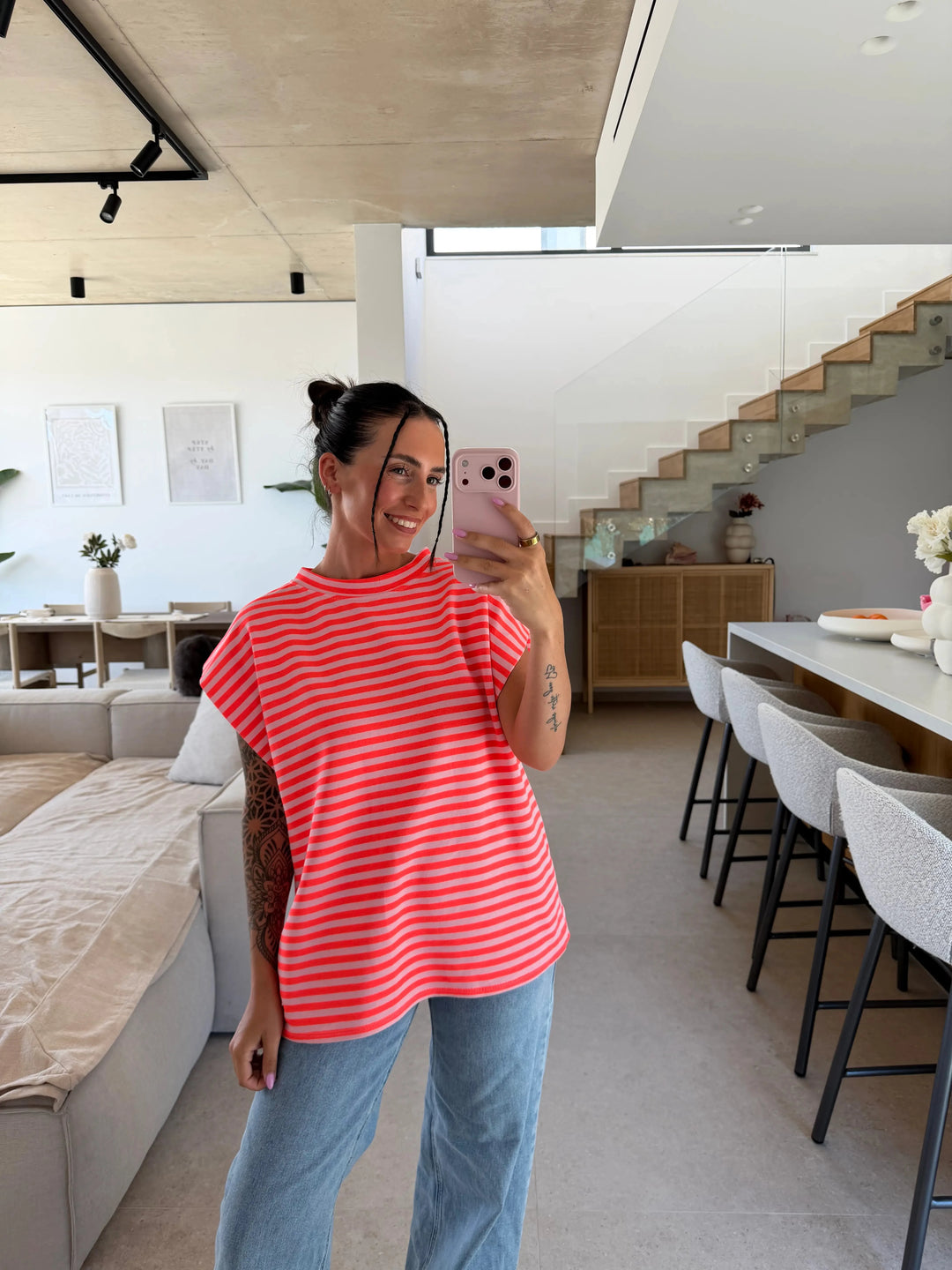 T-Shirt gestreift - Apricot Pullover Lisas Boutique 