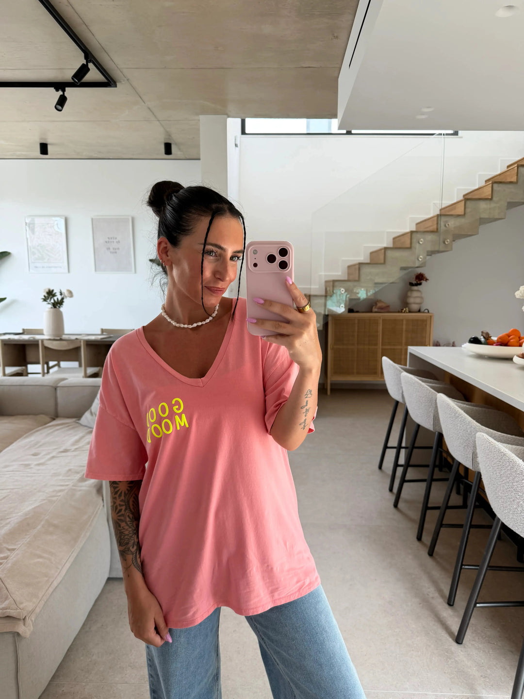 T-Shirt „Good Mood“ - Pink T-Shirt Lisas Boutique 