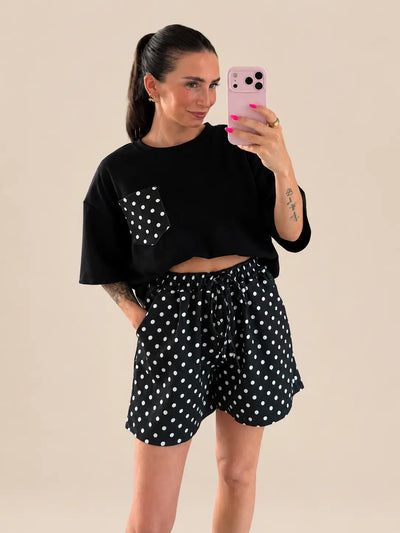 Pantalones cortos de lunares – Negros