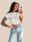 Getailleerd T-shirt met Stippen – Wit