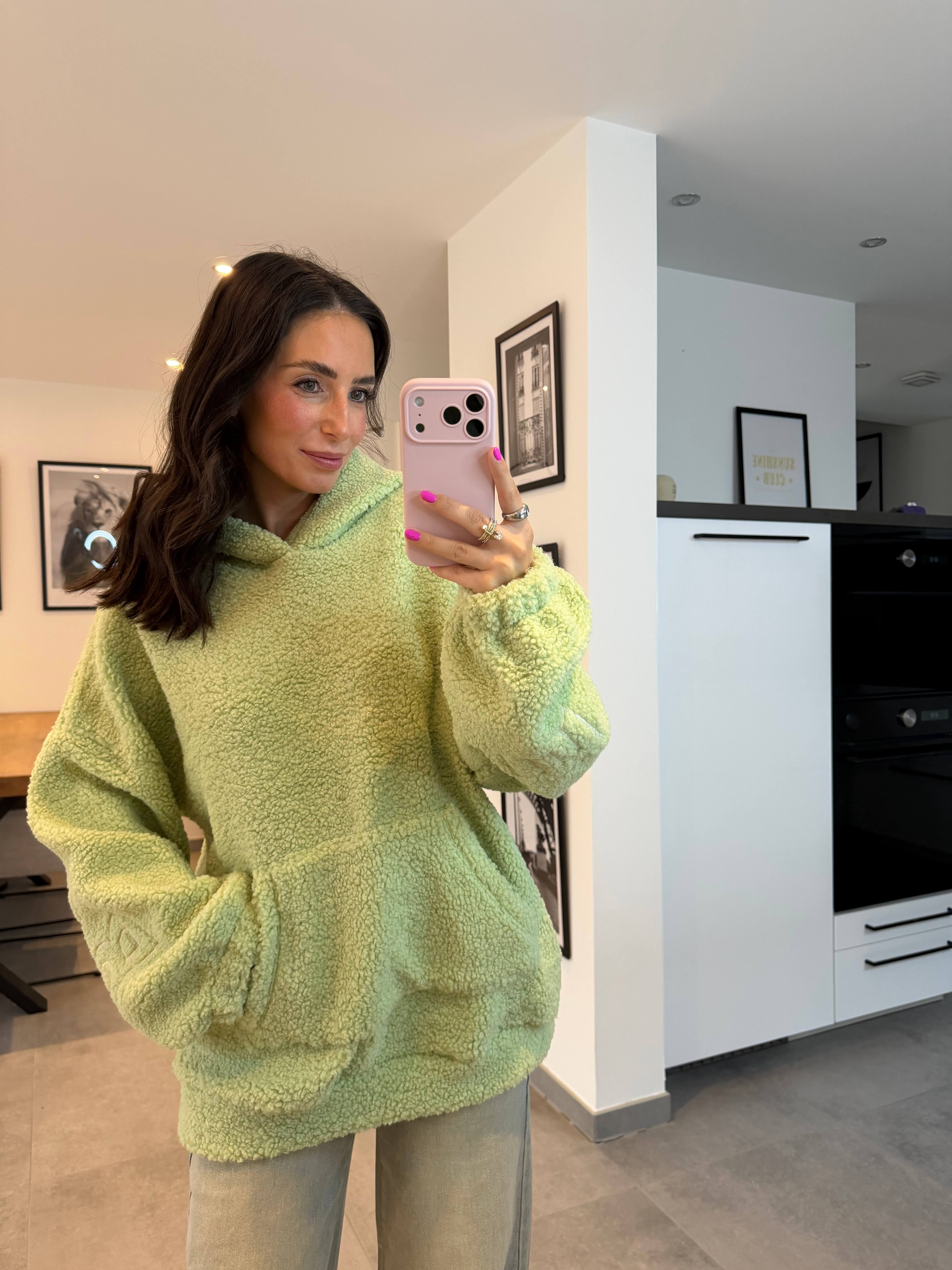 Teddy Hoodie Mintgrün Pullover Lisas Boutique 