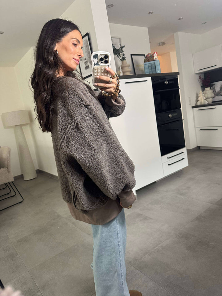 Teddy Pullover Taupe basic Lisas Boutique 