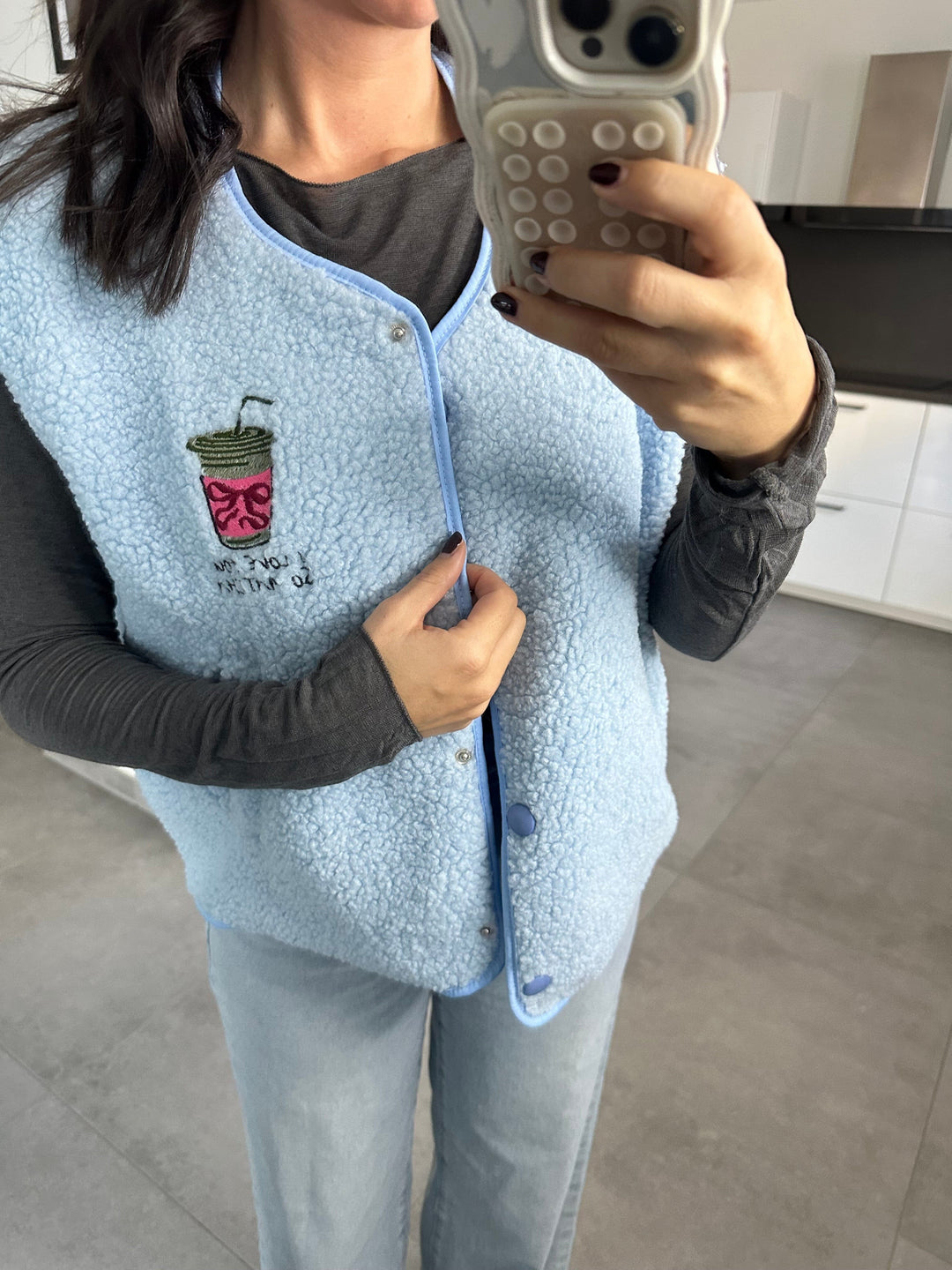 Teddy Weste Matcha in Hellblau Weste Lisas Boutique 