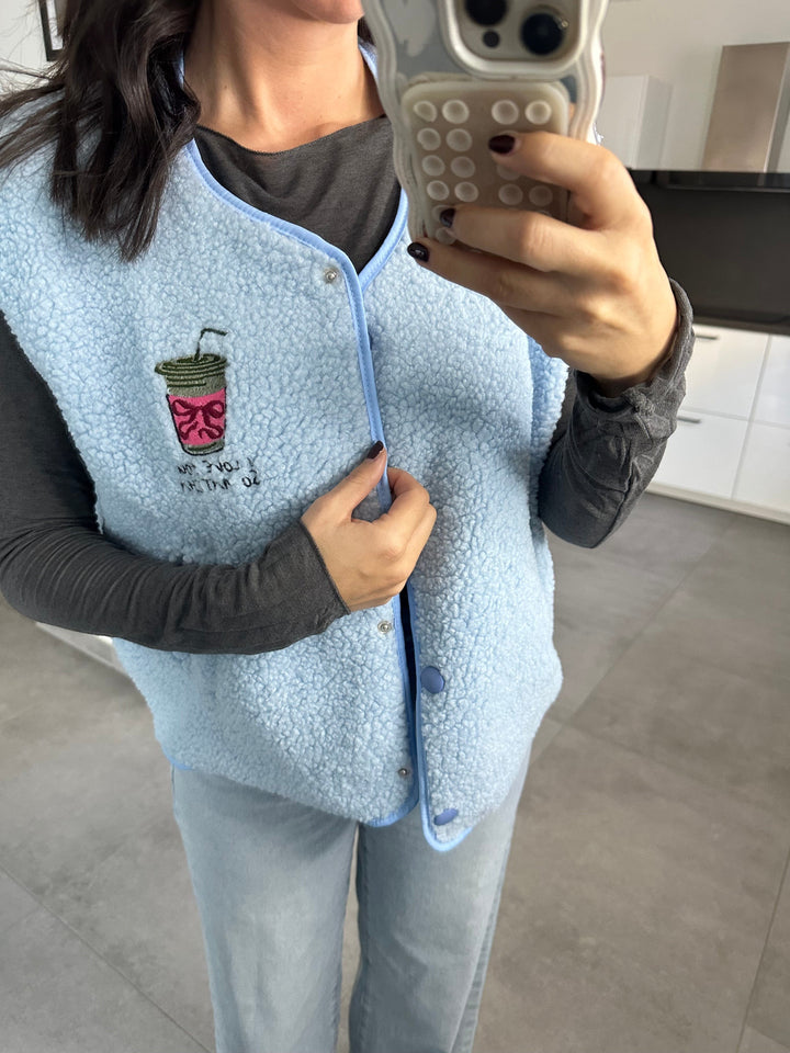 Teddy Weste Matcha in Hellblau Weste Lisas Boutique 