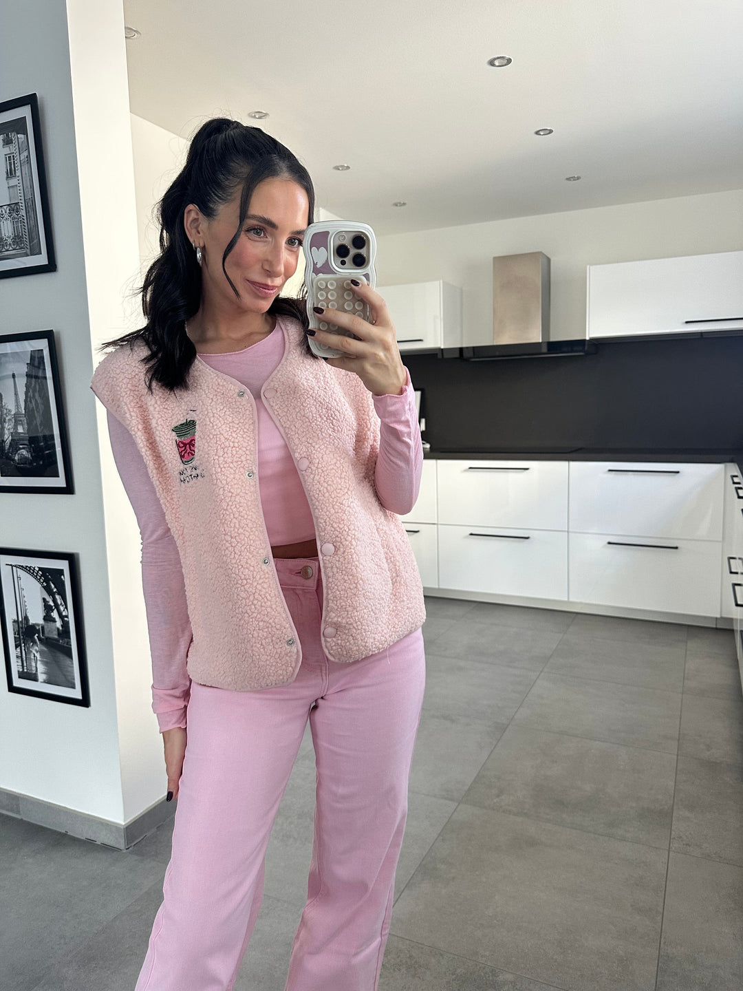 Teddy Weste Matcha in Rosa Weste Lisas Boutique 