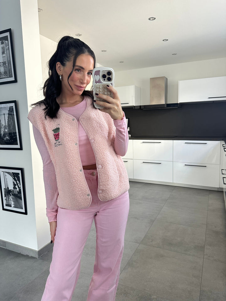 Teddy Weste Matcha in Rosa Weste Lisas Boutique 