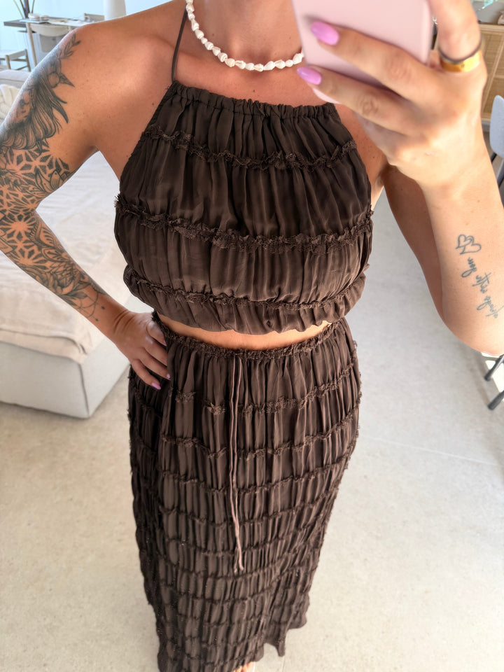 Top Volant - Braun Top Lisas Boutique 