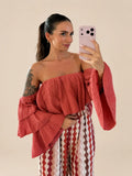Strapless Muslin Blouse – Rust