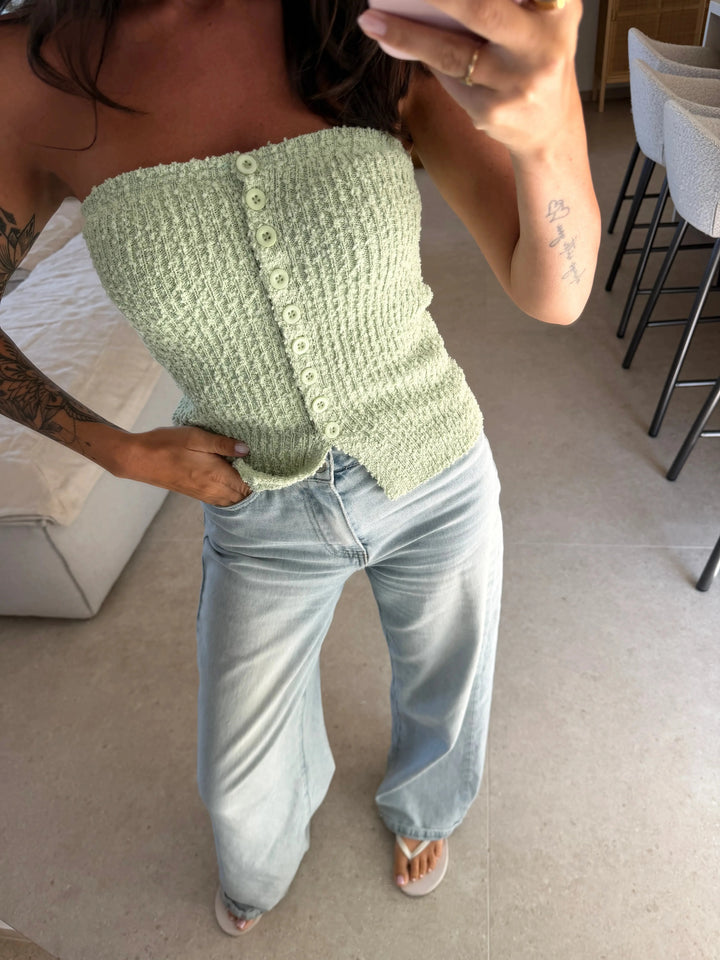 Trägerloses Stricktop – Mint Top Lisas Boutique 