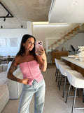 Trägerloses Stricktop – Rosa
