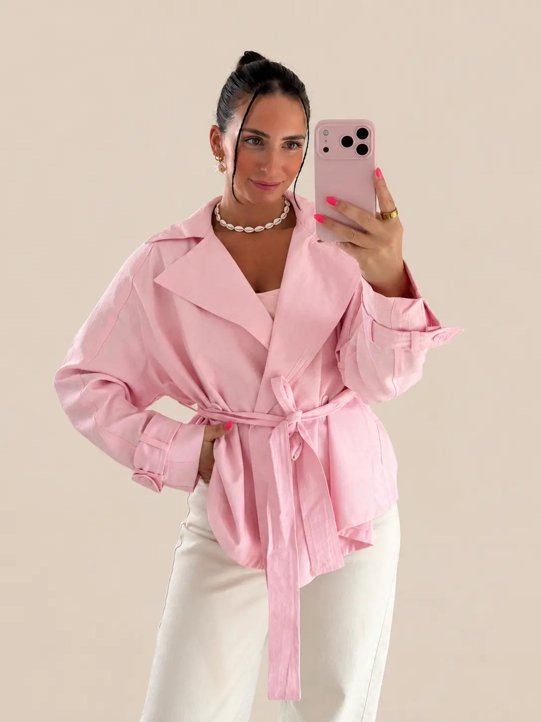 Trenchcoat Damen in Rosa mit zeitlosem Schnitt | Lisa’s Boutique