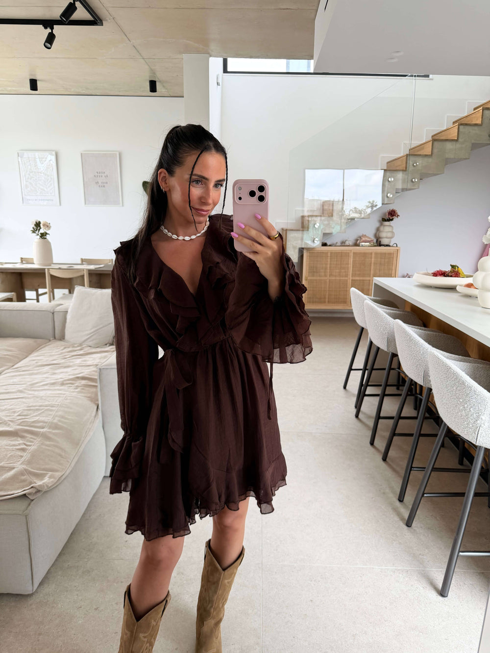 Volantkleid – Braun Kleid Lisas Boutique 